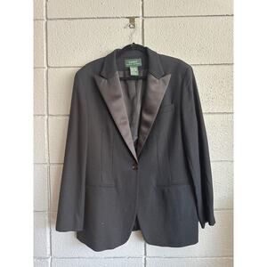 Lauren Ralph Lauren Wool Black Satin Trim Blazer size 10